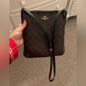 Coach Signature Black and Brown Crossbody Bag